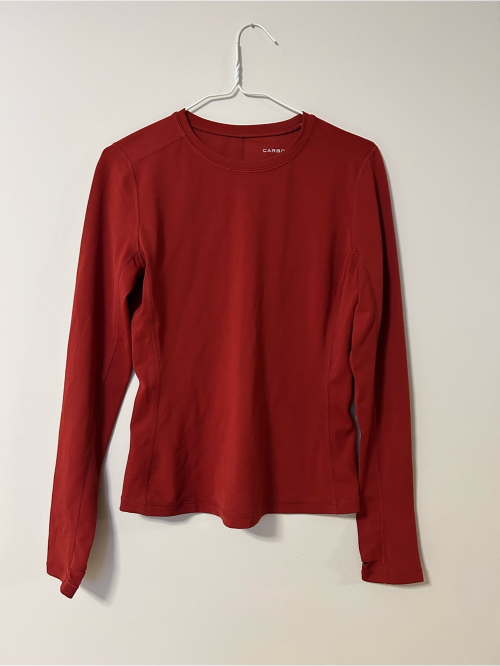 Carbon38 Women's Long-Sleeve Crew Top in Deep Red